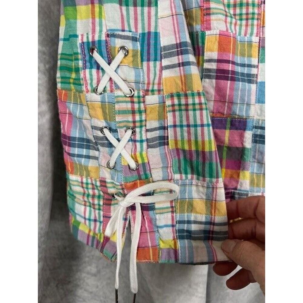 Talbots Woman’s Madras Plaid Lace Up Sides Skirt Size 2 - Picture 3 of 7